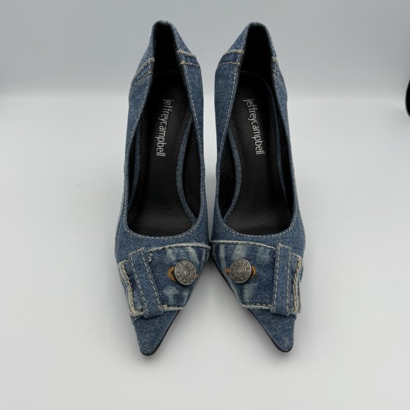 Jeffrey Campbell Denim Bermuda Pointed Toe Pump in Blue Size 5 - Picture 1 of 7